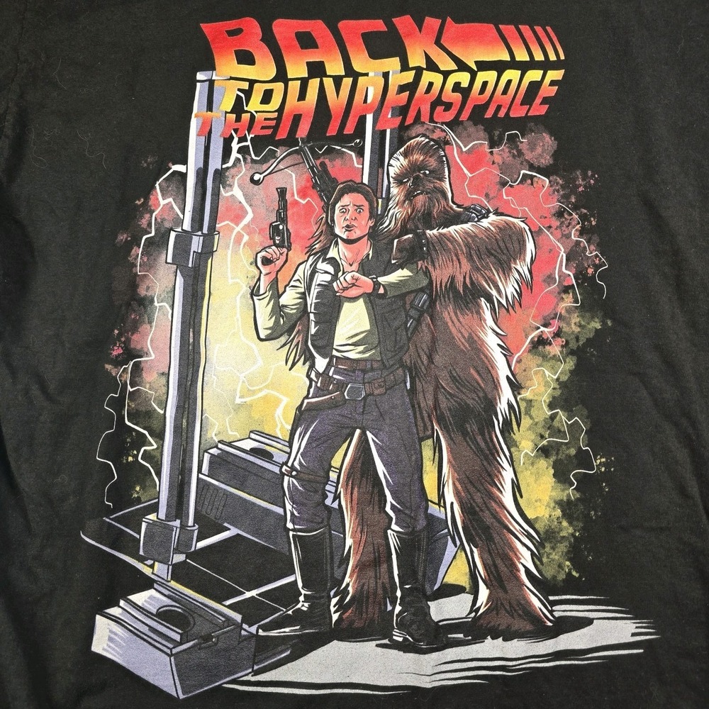 Star Wars / Back To The Future Mens HAN SOLO Chewy  Graphic Shirt  XL HTF